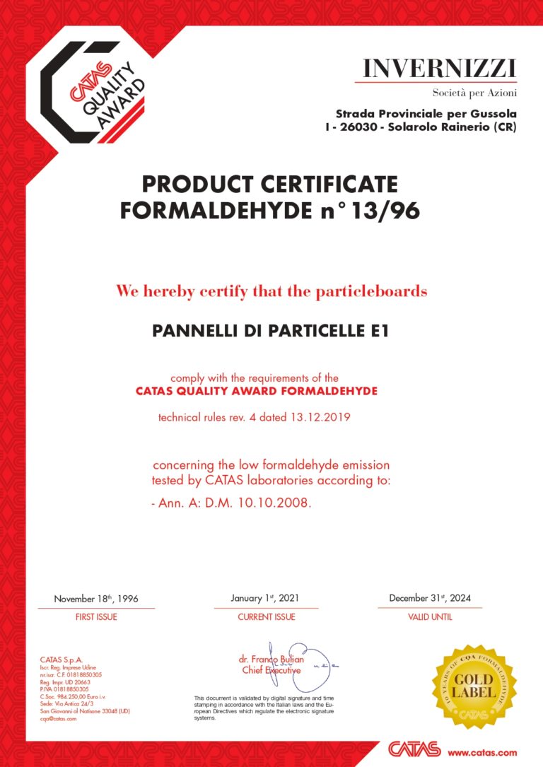 Invernizzi Spa A Plywood Tradition Certificazioni Tecniche