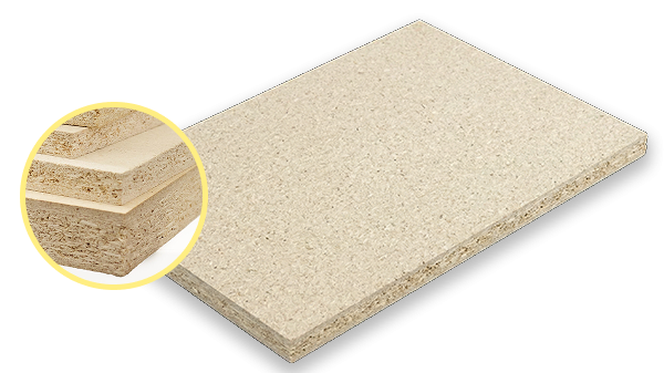 pannello in truciolare di pioppo prodotto da Invernizzi con dettaglio dello spessore