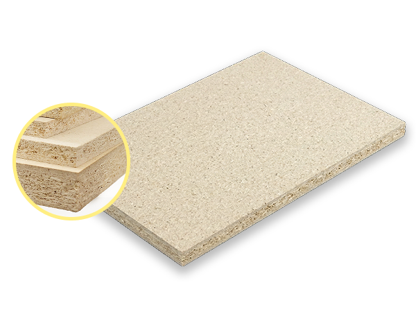 pannello in truciolare di pioppo prodotto da Invernizzi con dettaglio dello spessore
