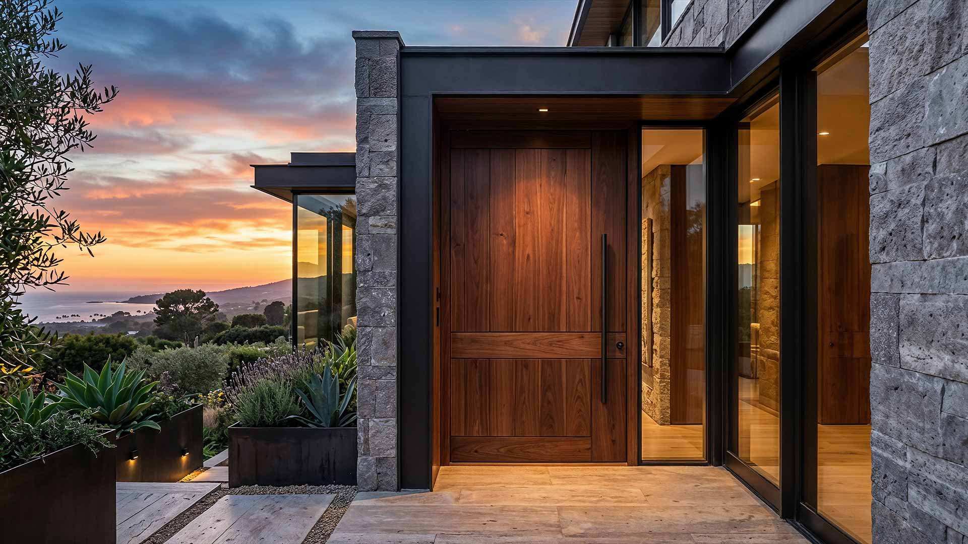 Panneaux contreplaqués et de particules pour fenêtres et portes. Porte d’une maison 